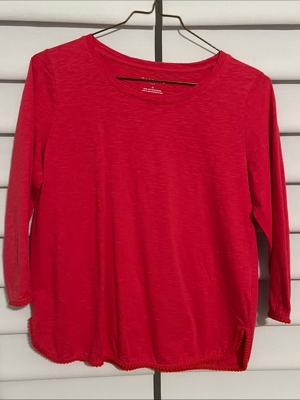 Talbots Women’s Red 3/4 length Sleeve Crewneck Top